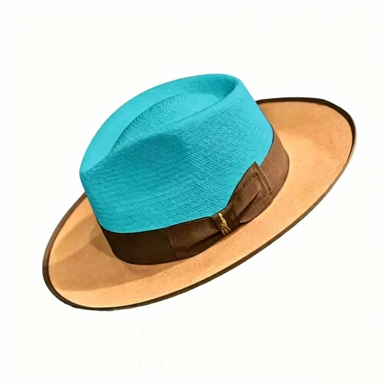 [Copy]Exclusive Panama and Felt Two Tone Fox-Pink(Camel)