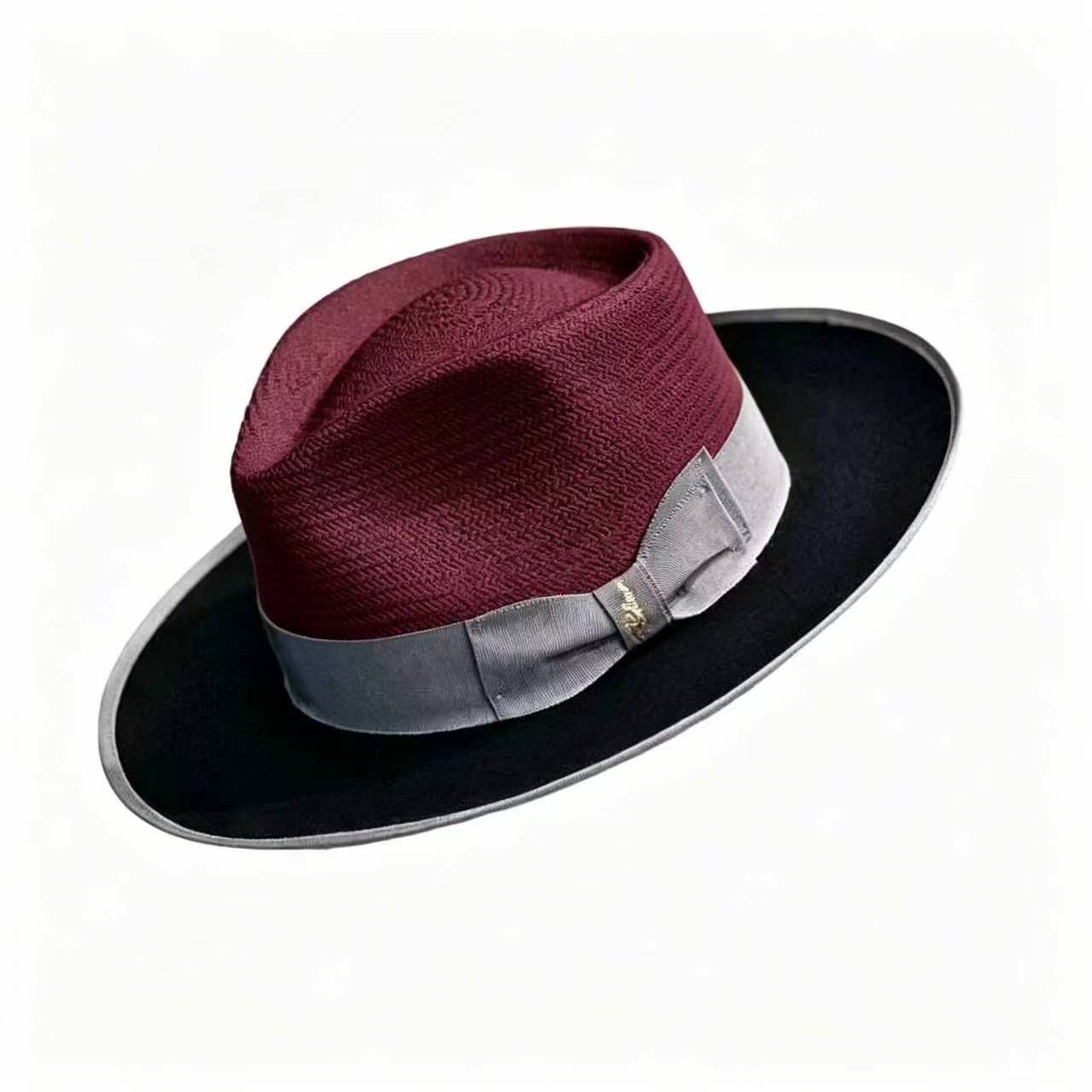  Exclusive Panama and Felt Two Tone Fox -Wine Black