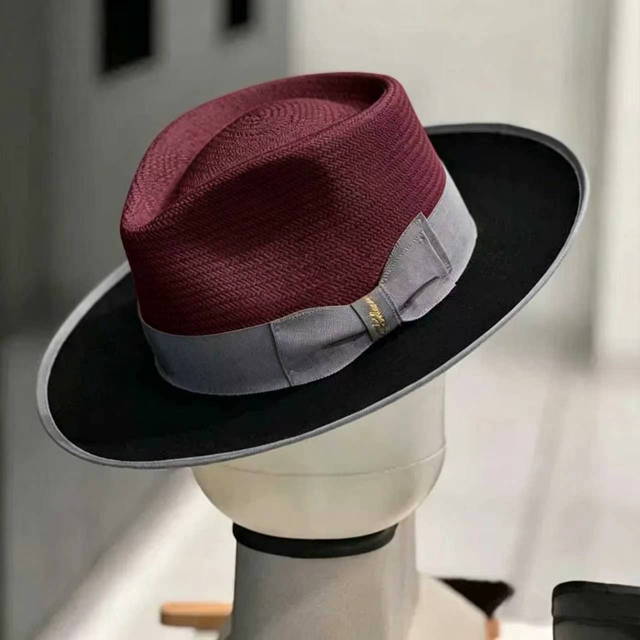  Exclusive Panama and Felt Two Tone Fox -Wine Black