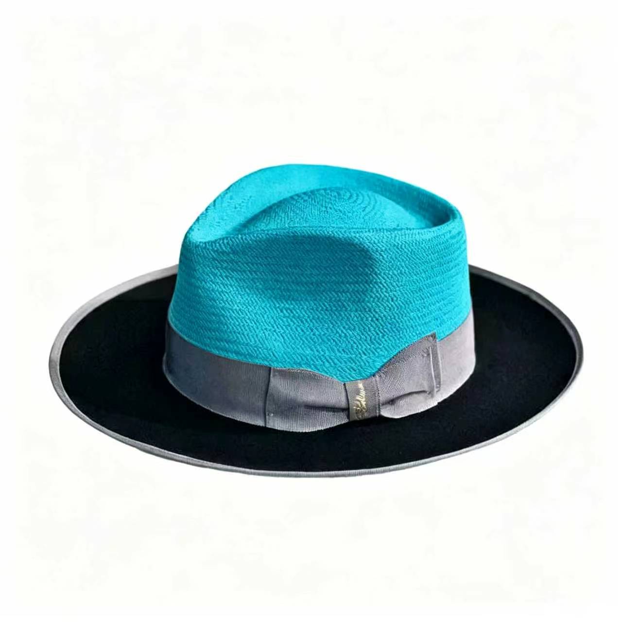  Exclusive Panama and Felt Two Tone Fox -Blue Black