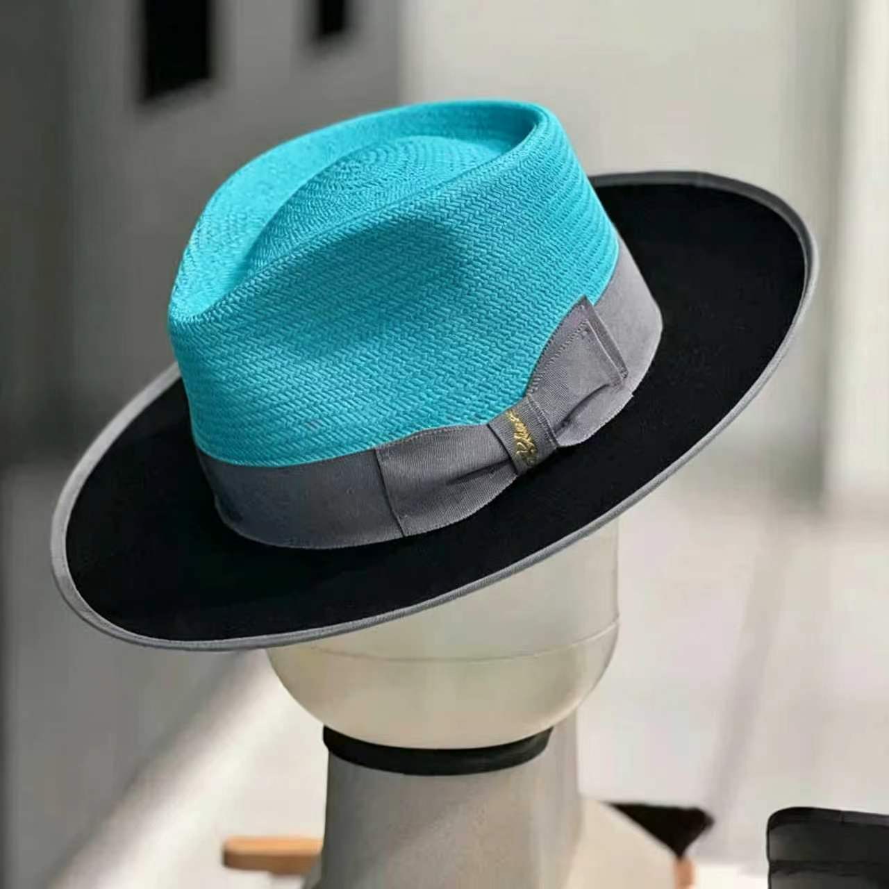  Exclusive Panama and Felt Two Tone Fox -Blue Black