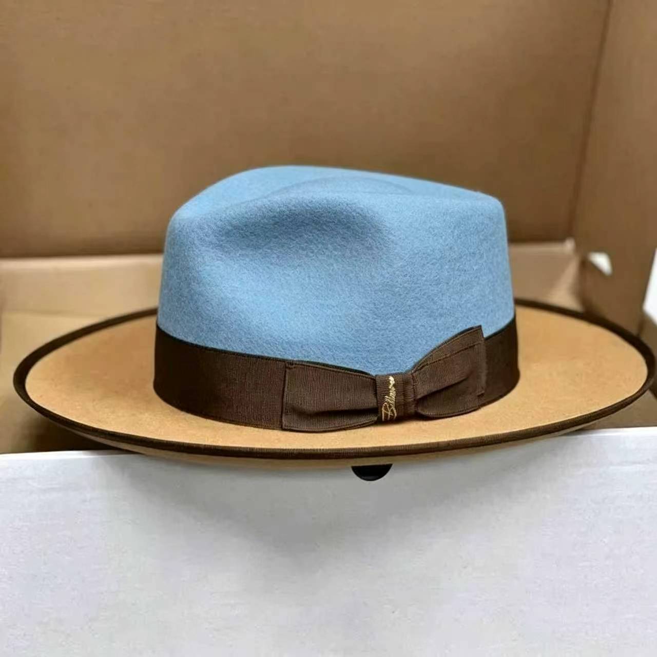 Exclusive Felt Two Tone Fox-Blue(Camel)