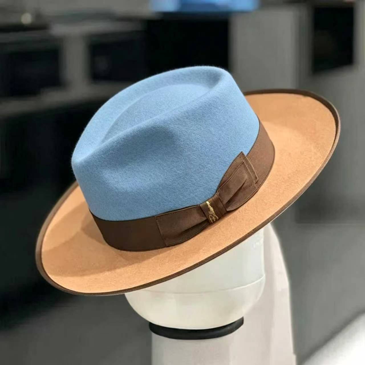 Exclusive Felt Two Tone Fox-Blue(Camel)