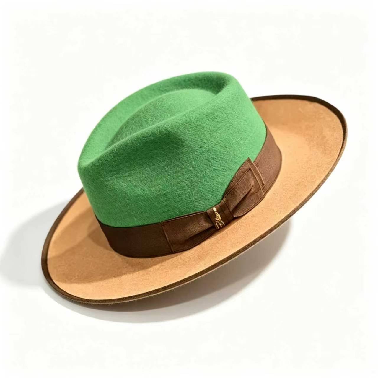 Exclusive Felt Two Tone Fox-Green(Camel)