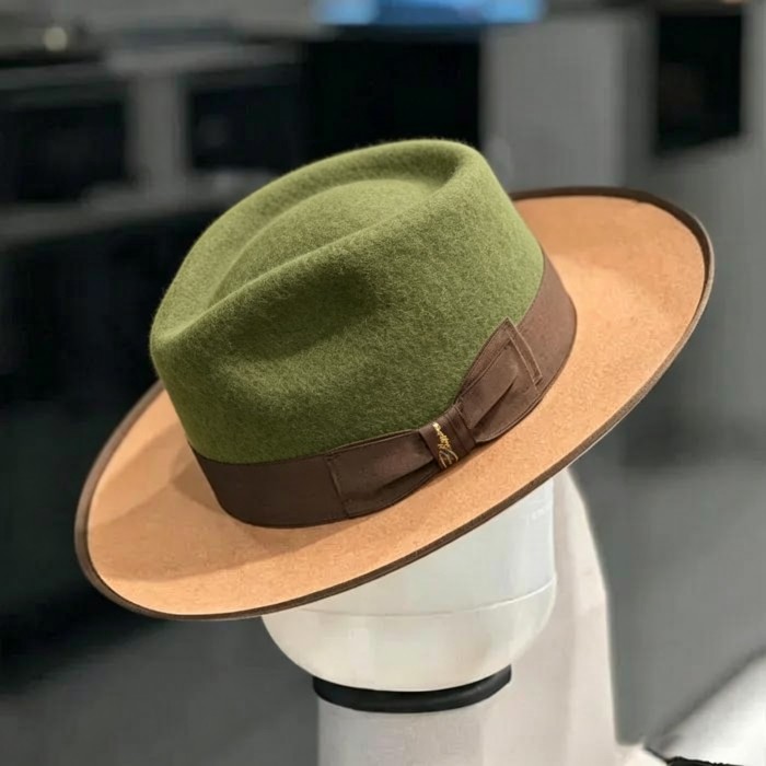 Exclusive Felt Two Tone Fox-Dark green(Camel)