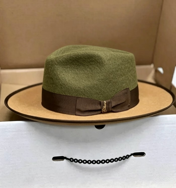 Exclusive Felt Two Tone Fox-Dark green(Camel)