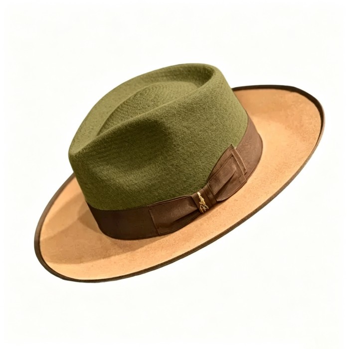 Exclusive Felt Two Tone Fox-Dark green(Camel)