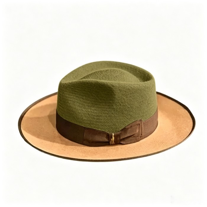 Exclusive Felt Two Tone Fox-Dark green(Camel)