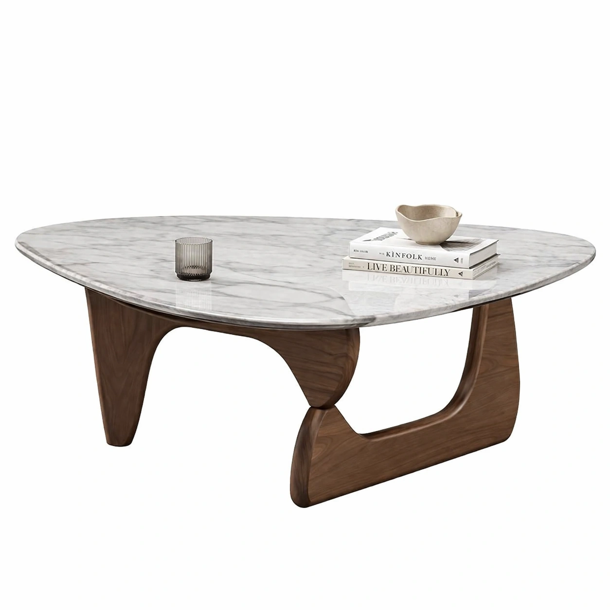 Couchtisch Oval Weiss Braun Marmor Holz Design Wohnzimmer Tisch
