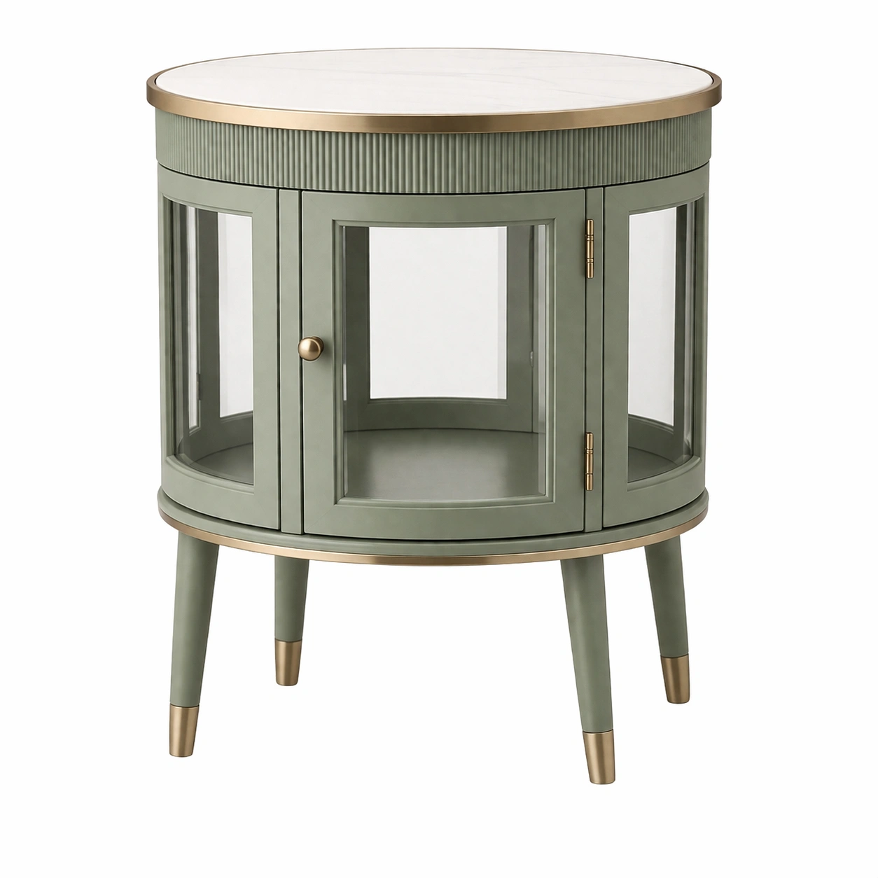 Vitrine Rund Gruen Gold Glas Tueren Modern Aufbewahrungsschrank