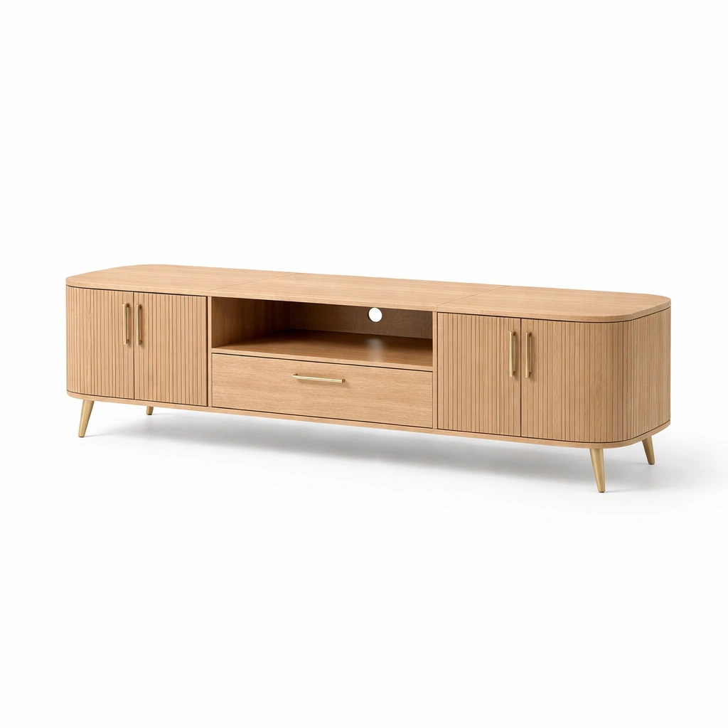 TV Lowboard Holz Natur Modern Sideboard Wohnzimmer Schrank Gross