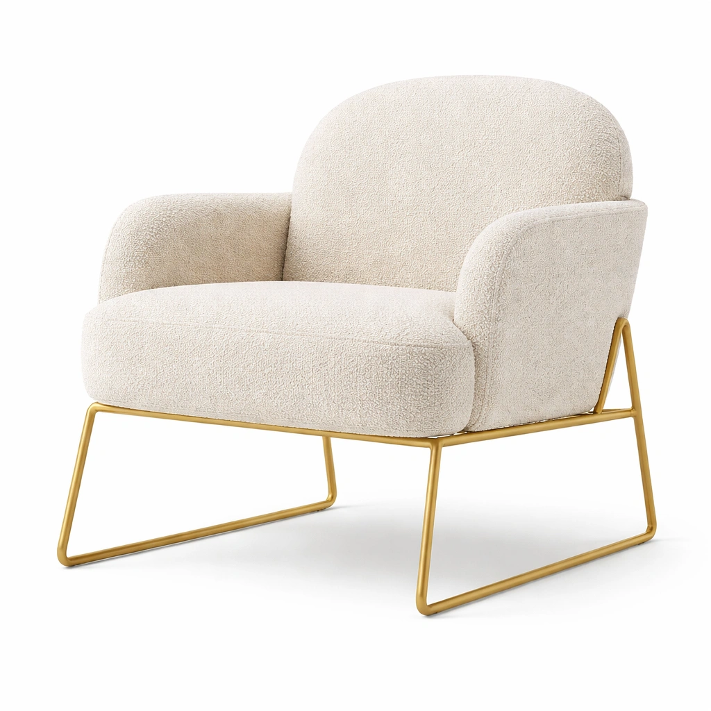 Sessel Modern Stoff Beige Loungesessel Metallgestell Wohnzimmer