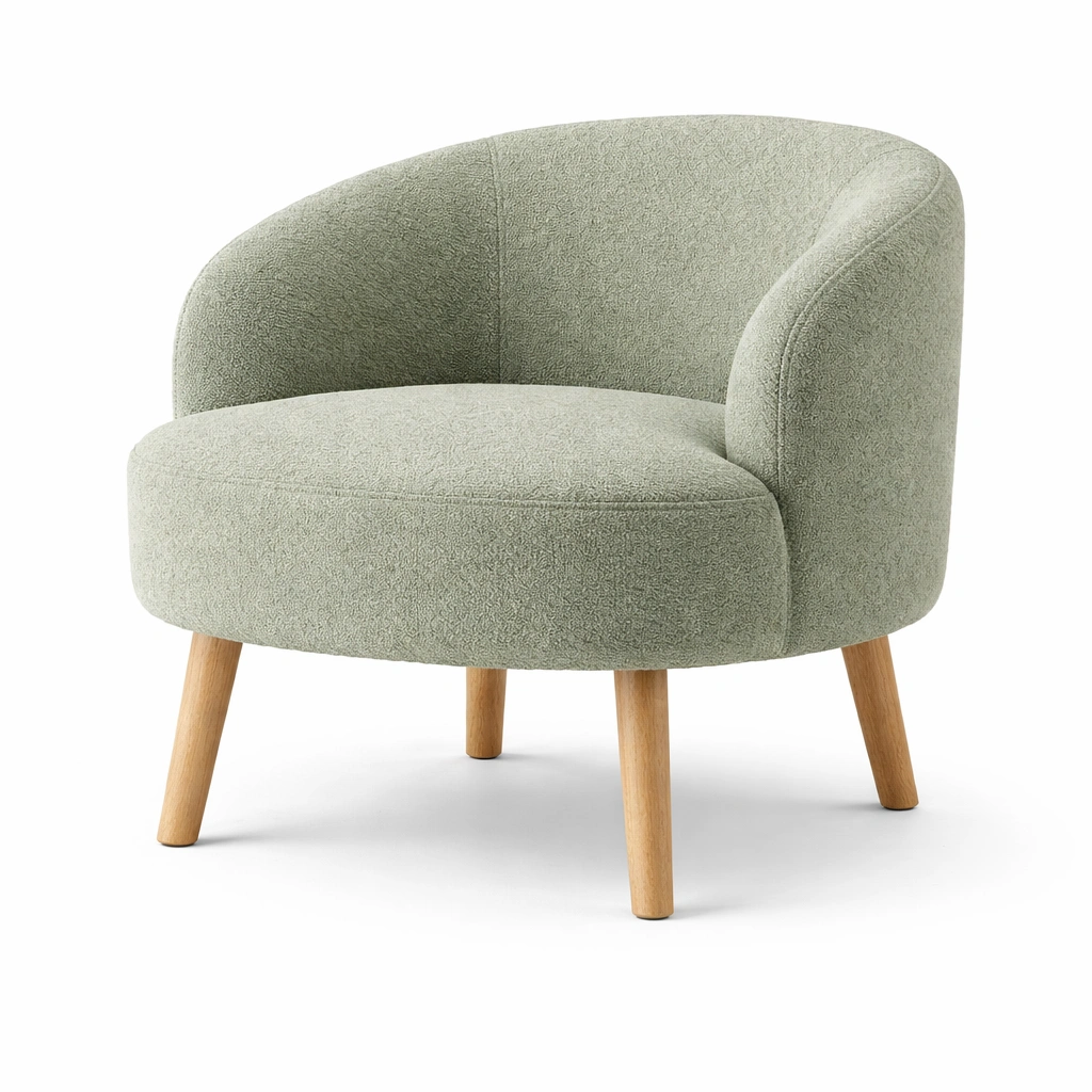 Sillon tapizado tela verde suave estilo nordico compacto-Norixu