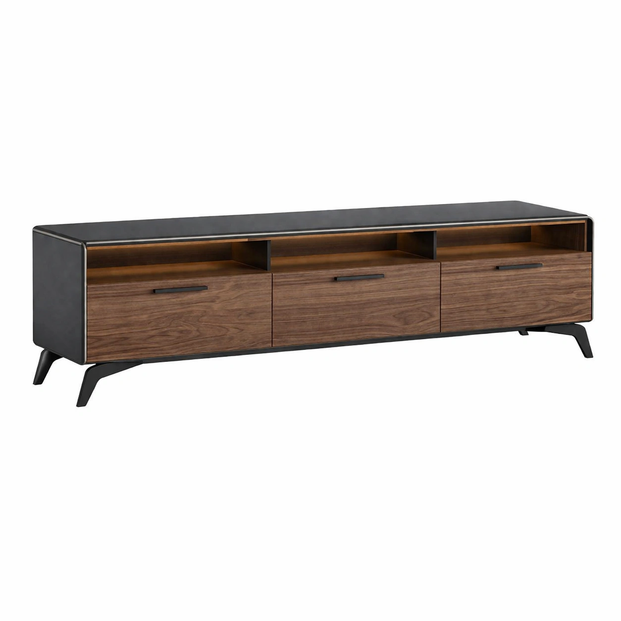Mueble TV madera y negro diseno contemporaneo minimalista-Norixu
