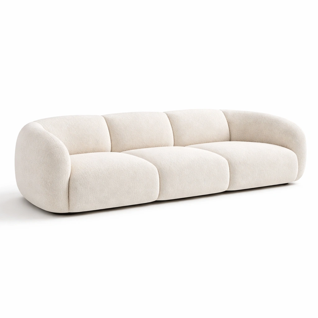 Sofa curvo tapizado tela beige estilo moderno-Norixu