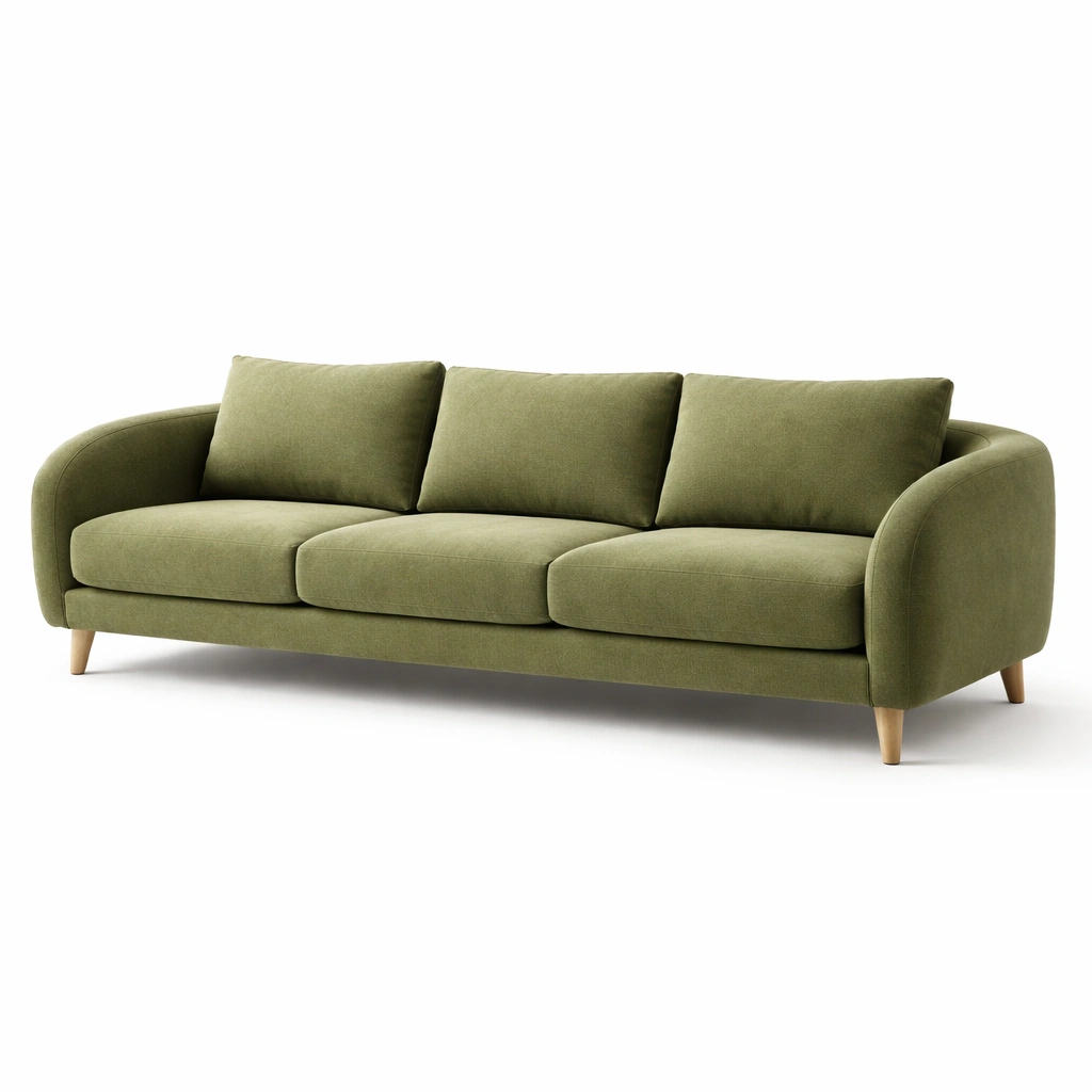Sofa tres plazas tela verde estilo clasico moderno-Norixu