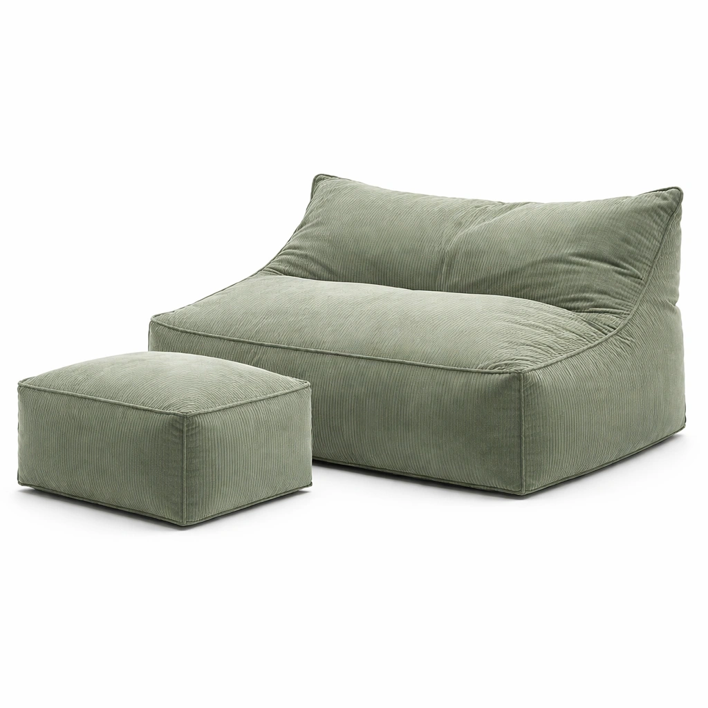 Sofa modular con puff tela verde estilo relajado moderno-Norixu