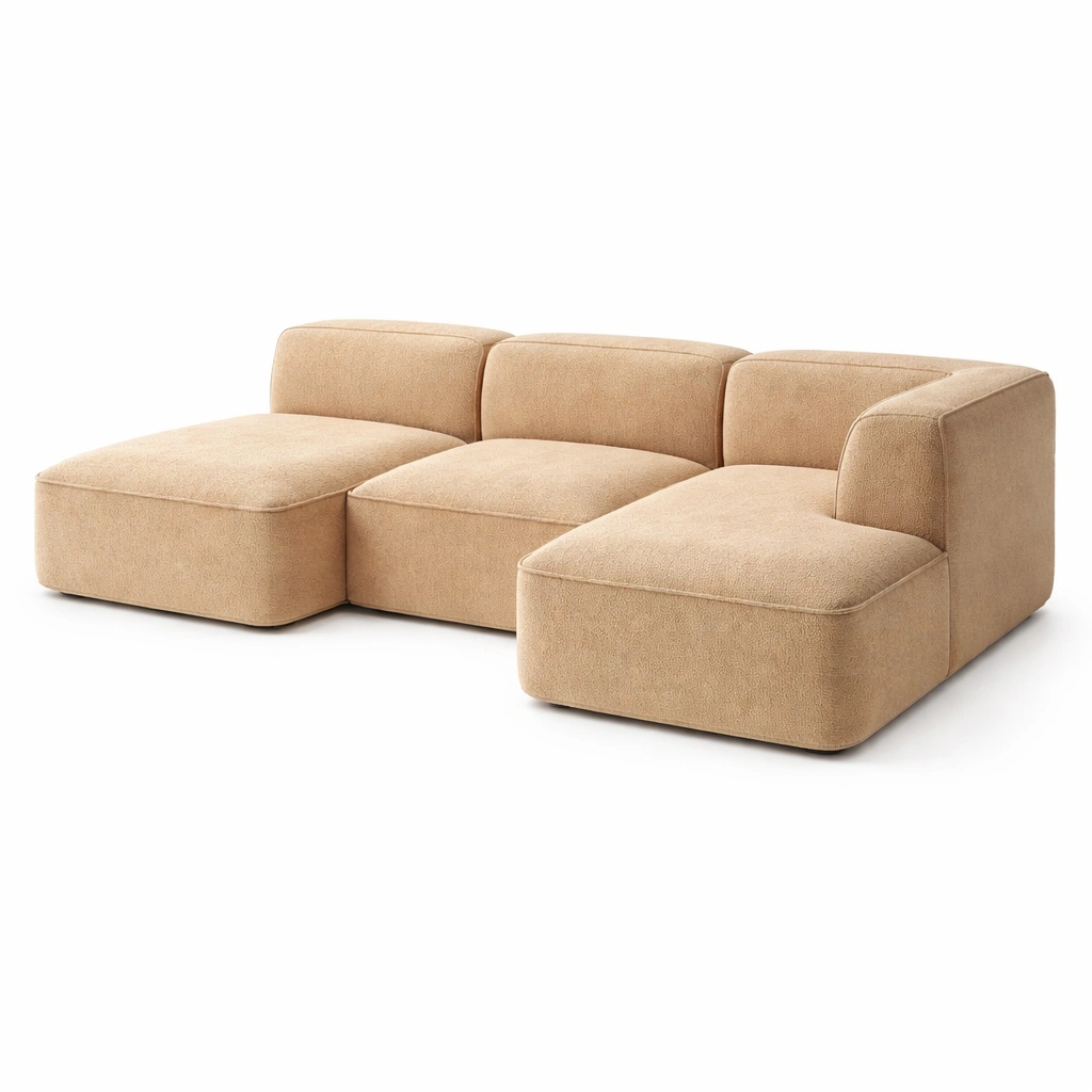 Sofa modular tela beige diseno bajo moderno-Norixu