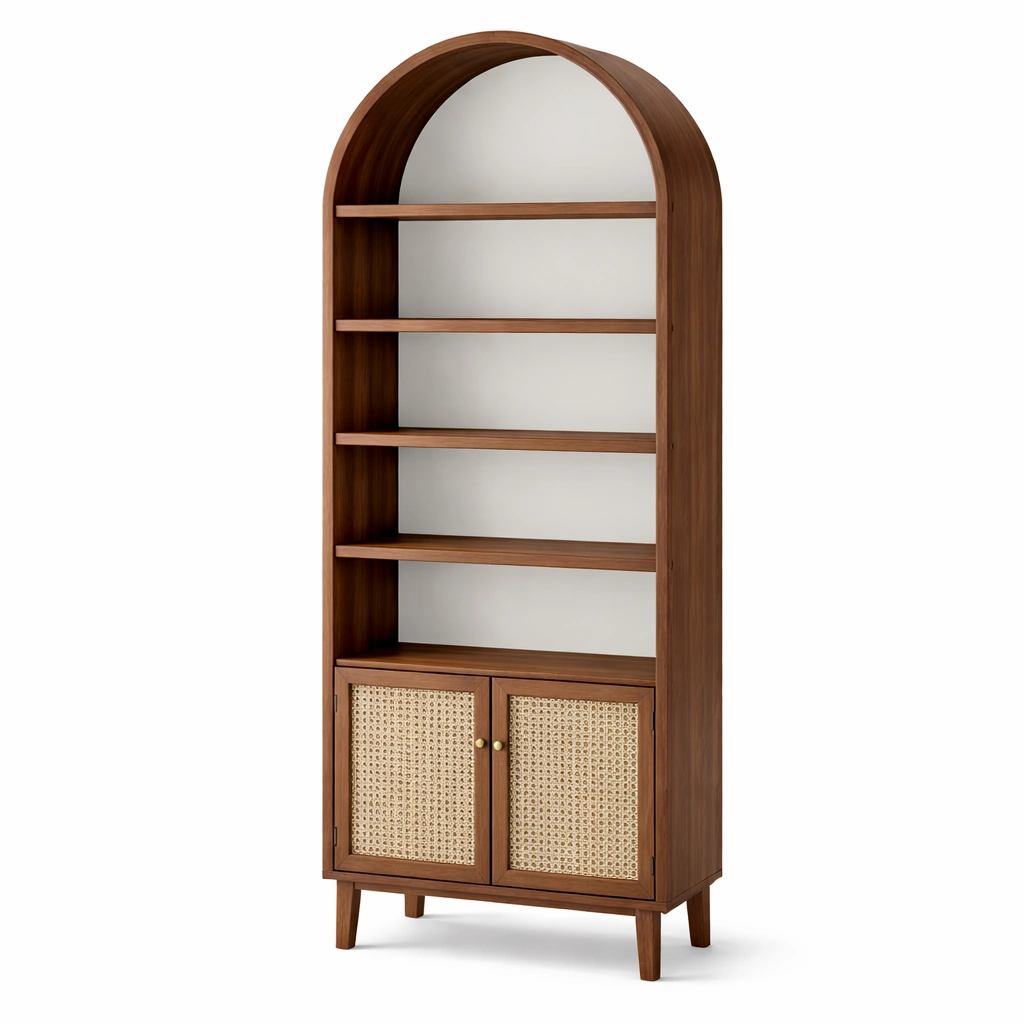 Estanteria arco madera con puertas estilo vintage moderno-Norixu