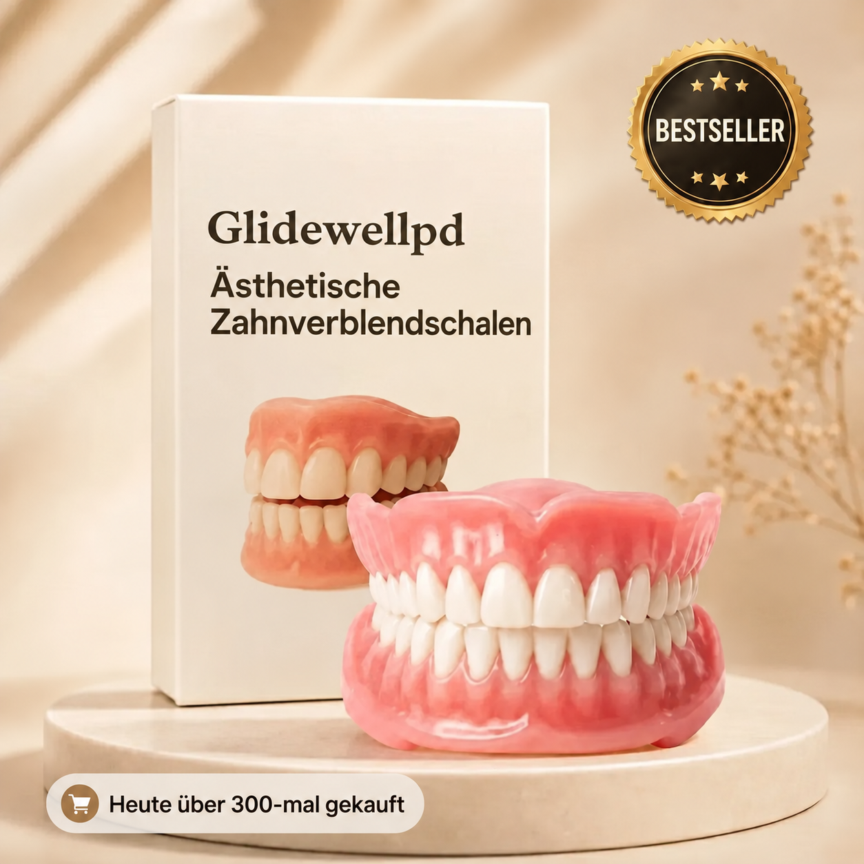 Bequemer, einteiliger, herausnehmbarer Zahnersatz, der passgenau sitzt und leicht zu reinigen ist.