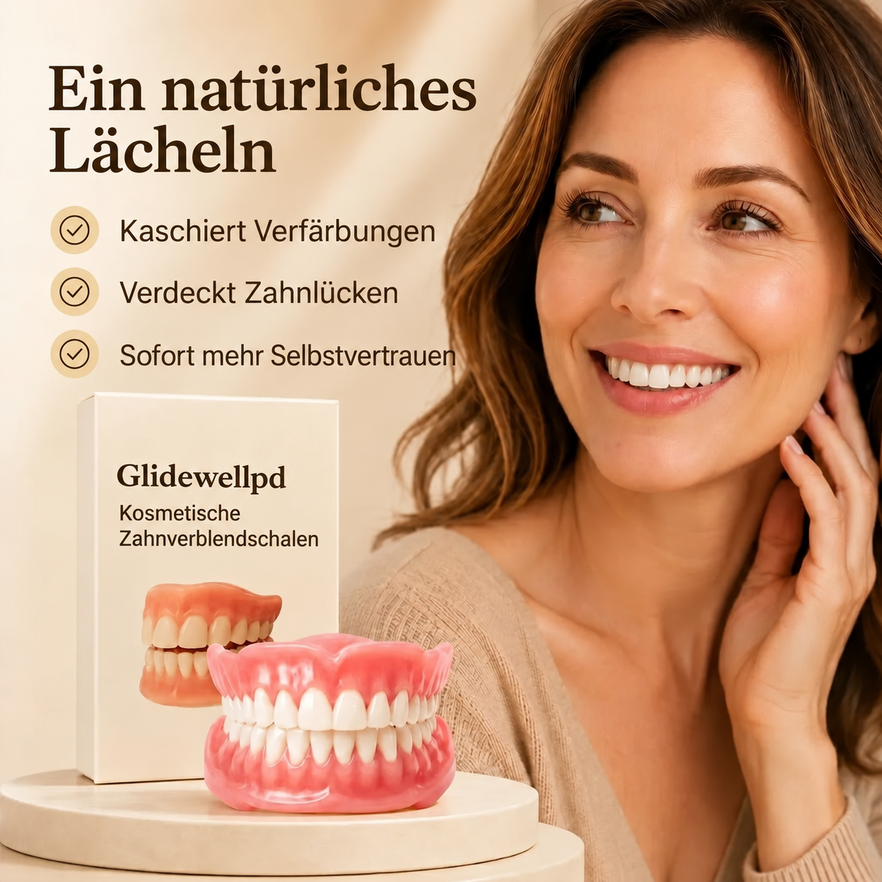 Bequemer, einteiliger, herausnehmbarer Zahnersatz, der passgenau sitzt und leicht zu reinigen ist.