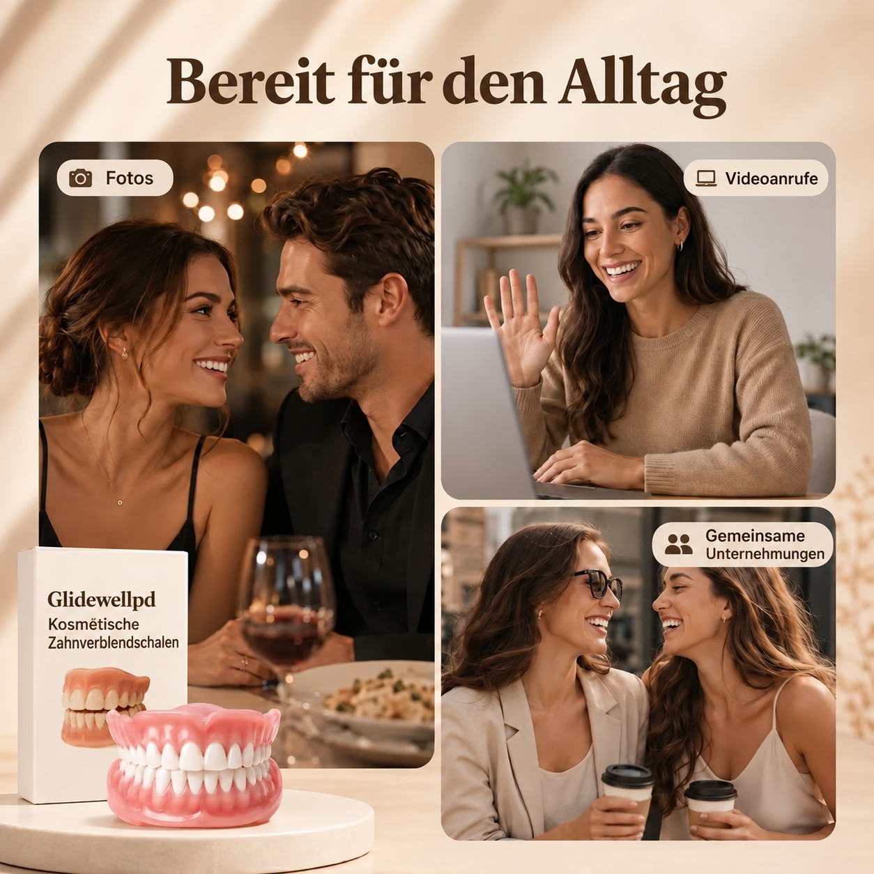 Bequemer, einteiliger, herausnehmbarer Zahnersatz, der passgenau sitzt und leicht zu reinigen ist.