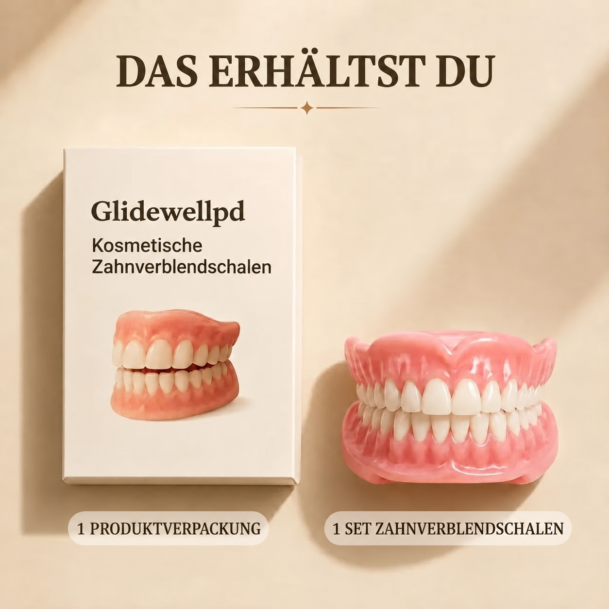 Bequemer, einteiliger, herausnehmbarer Zahnersatz, der passgenau sitzt und leicht zu reinigen ist.
