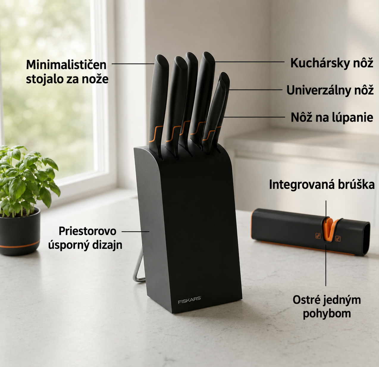 FISKARS Premium komplet nožev iz damaščanskega jekla – Ročno izdelan, omejena izdaja