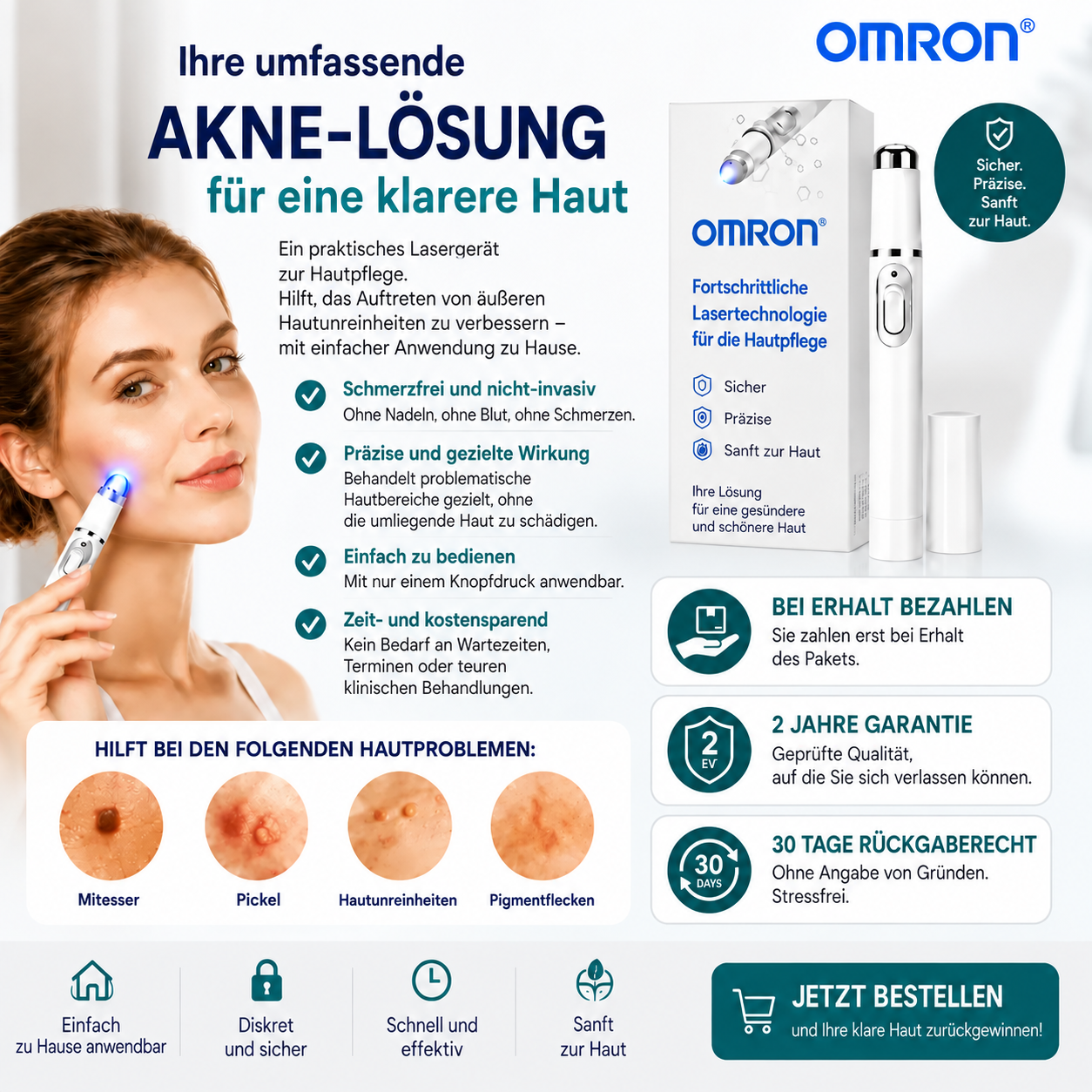 Omron™ Ganzkörper-Multifunktionsstift zur Muttermalentfernung – das neueste Modell 2026. Schmerzfreie, nicht-invasive Lösung für die Hautpflege. Ermöglicht die schnelle Entfernung von Muttermalen bequem zu Hause, ohne Narbenbildung. Hergestellt in den USA