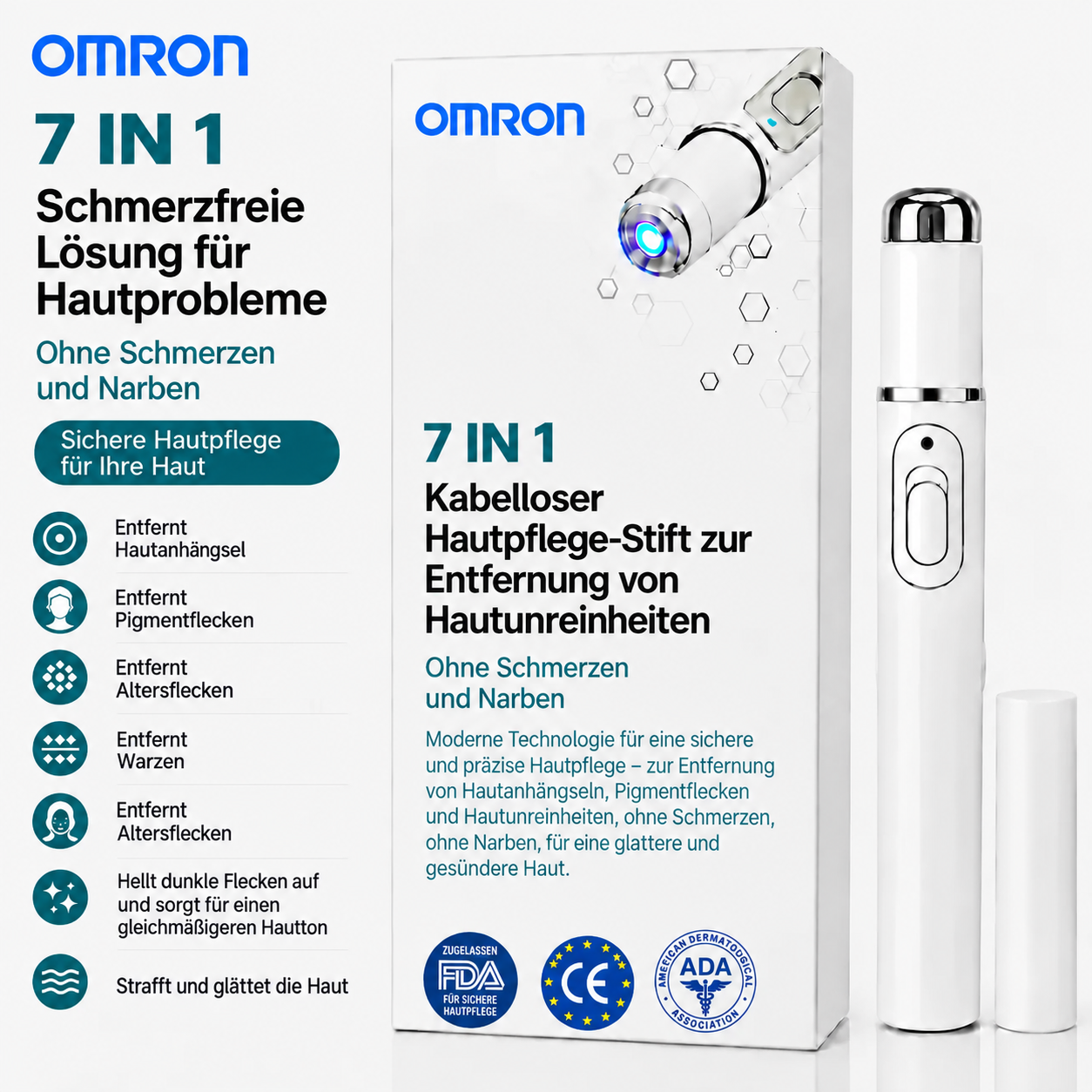 Omron™ Ganzkörper-Multifunktionsstift zur Muttermalentfernung – das neueste Modell 2026. Schmerzfreie, nicht-invasive Lösung für die Hautpflege. Ermöglicht die schnelle Entfernung von Muttermalen bequem zu Hause, ohne Narbenbildung. Hergestellt in den USA
