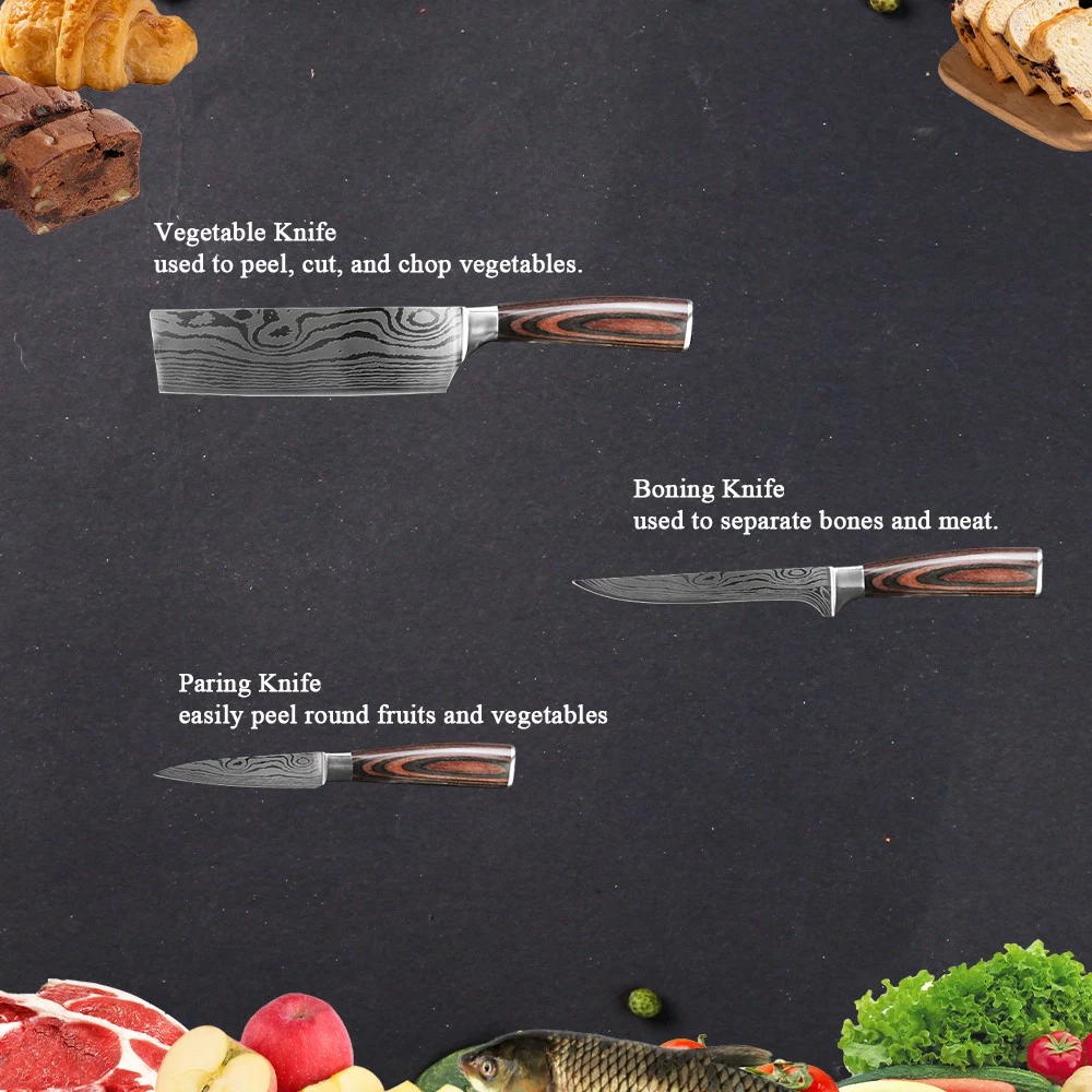 Set di coltelli da 8 pezzi Coltello da cucina Coltello in acciaio inossidabile