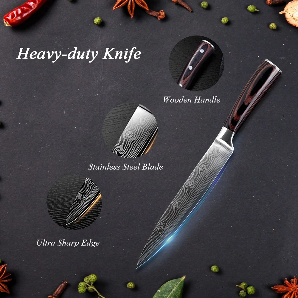 Set di coltelli da 8 pezzi Coltello da cucina Coltello in acciaio inossidabile