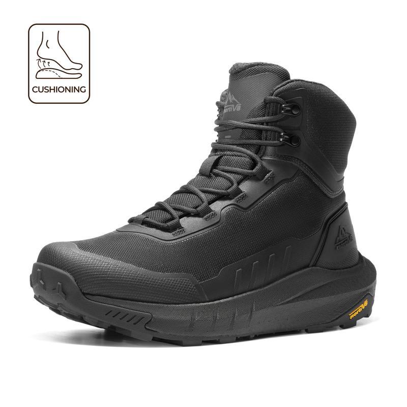 Botas de seguridad y militares de caña alta, color negro, fabricadas con tejido Oxford, forro de malla, cuero vegano y suela de goma ETPU, ideales para actividades al aire libre y trabajos de seguridad para hombres.