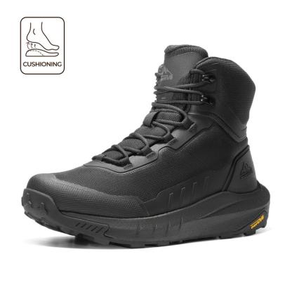 Botas de seguridad y militares de caña alta, color negro, fabricadas con tejido Oxford, forro de malla, cuero vegano y suela de goma ETPU, ideales para actividades al aire libre y trabajos de seguridad para hombres.