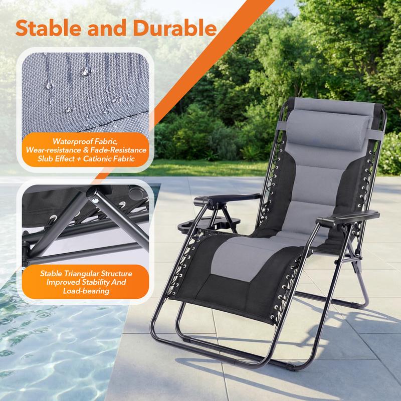Sillón de Gravedad Cero, Reclinable de Uso Rudo para Exteriores, Tumbona Plegable Antigravedad para Jardín, Camping y Piscina — Mobiliario de Exterior, Tumbona para Patio
