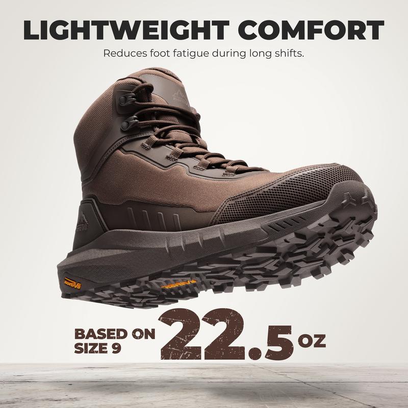 Calzado de seguridad para hombre con puntera de material compuesto (norma ASTM), tejido transpirable, suela de TPU ligera y antideslizante, diseño de puntera redonda con cordones, impermeable y con suela de cuña.