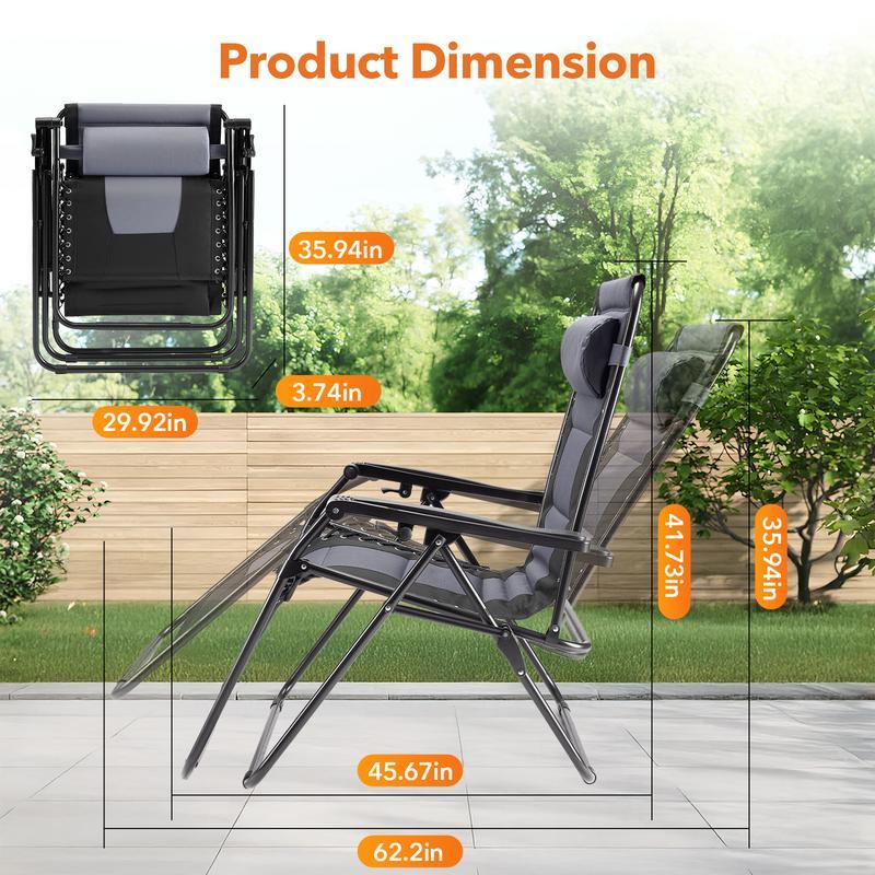 Sillón de Gravedad Cero, Reclinable de Uso Rudo para Exteriores, Tumbona Plegable Antigravedad para Jardín, Camping y Piscina — Mobiliario de Exterior, Tumbona para Patio