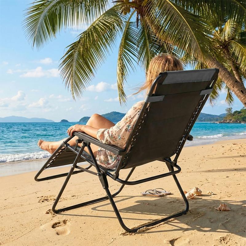 Sillón de Gravedad Cero, Reclinable de Uso Rudo para Exteriores, Tumbona Plegable Antigravedad para Jardín, Camping y Piscina — Mobiliario de Exterior, Tumbona para Patio