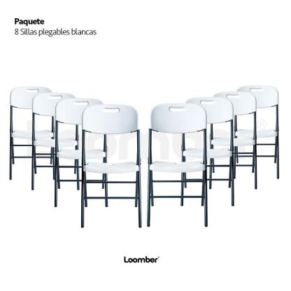 Paquete de 8 Sillas Plegables Blanca Color Blanco