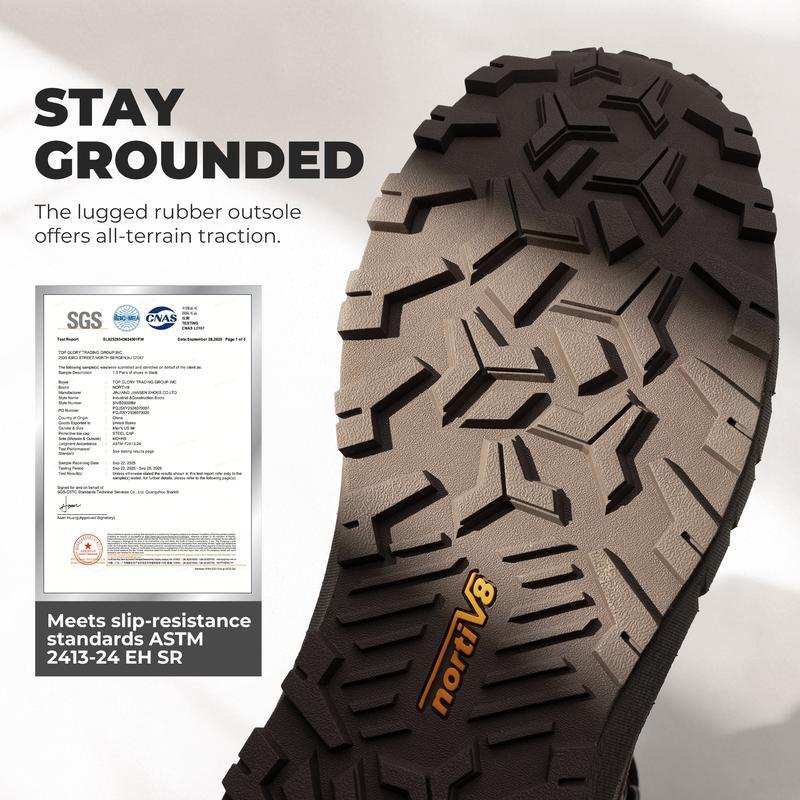 Calzado de seguridad para hombre con puntera de material compuesto (norma ASTM), tejido transpirable, suela de TPU ligera y antideslizante, diseño de puntera redonda con cordones, impermeable y con suela de cuña.