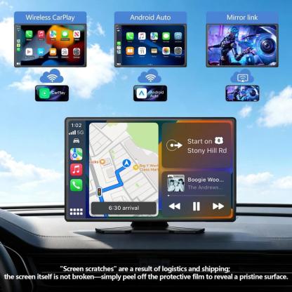 【Actualización】 CarPlay inalámbrico de 9 pulgadas (modelo 2026) | Pantalla táctil portátil compatible con GPS, iPhone/Android Auto (MirrorLink)