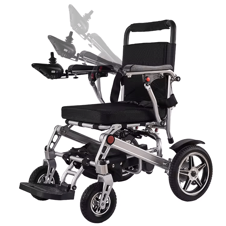Silla de ruedas eléctrica plegable superligera lista para viajar, solo 43 libras