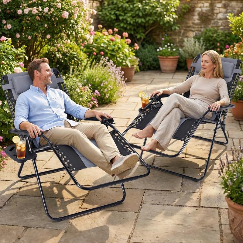 Sillón de Gravedad Cero, Reclinable de Uso Rudo para Exteriores, Tumbona Plegable Antigravedad para Jardín, Camping y Piscina — Mobiliario de Exterior, Tumbona para Patio