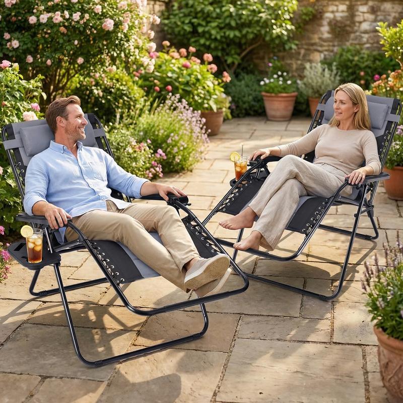 Sillón de Gravedad Cero, Reclinable de Uso Rudo para Exteriores, Tumbona Plegable Antigravedad para Jardín, Camping y Piscina — Mobiliario de Exterior, Tumbona para Patio