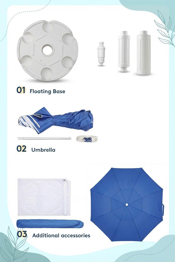 Floating Pool Umbrella with Bar and Base, Portable Pool Bar Table Umbrellas with Cup Holder & Phone Stand, Floating Poolside Shade, Included Easy Carry Bag, for Inside of Pool, Swimming Area, Lake House, Beach, #Summervibes