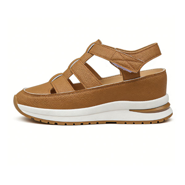 Bomre Shoes, Women's Plus Size Hollow Out Casual Sandals, Closed Toe Platform Sandals Height Increasing Thick Sole