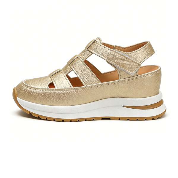 Bomre Shoes, Women's Plus Size Hollow Out Casual Sandals, Closed Toe Platform Sandals Height Increasing Thick Sole