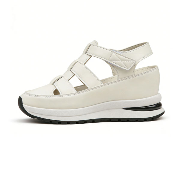 Bomre Shoes, Women's Plus Size Hollow Out Casual Sandals, Closed Toe Platform Sandals Height Increasing Thick Sole