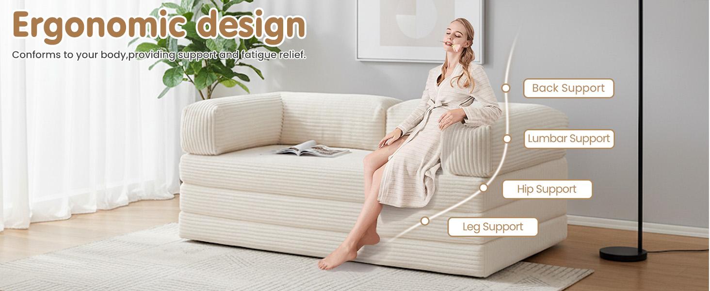 Winzoo 5-in-1 Convertible Folding Sofa Bed Queen Tri-Fold Mattress with Armrests Boneless Floor Sofa Futon Couch for Living Room Bedroom Apartment Winzoo 5-in-1 Convertible Folding Sofa Bed Queen Tri-Fold Mattress with Armrests Boneless Floor Sofa Futon Couch for Living Room Bedroom Apartment