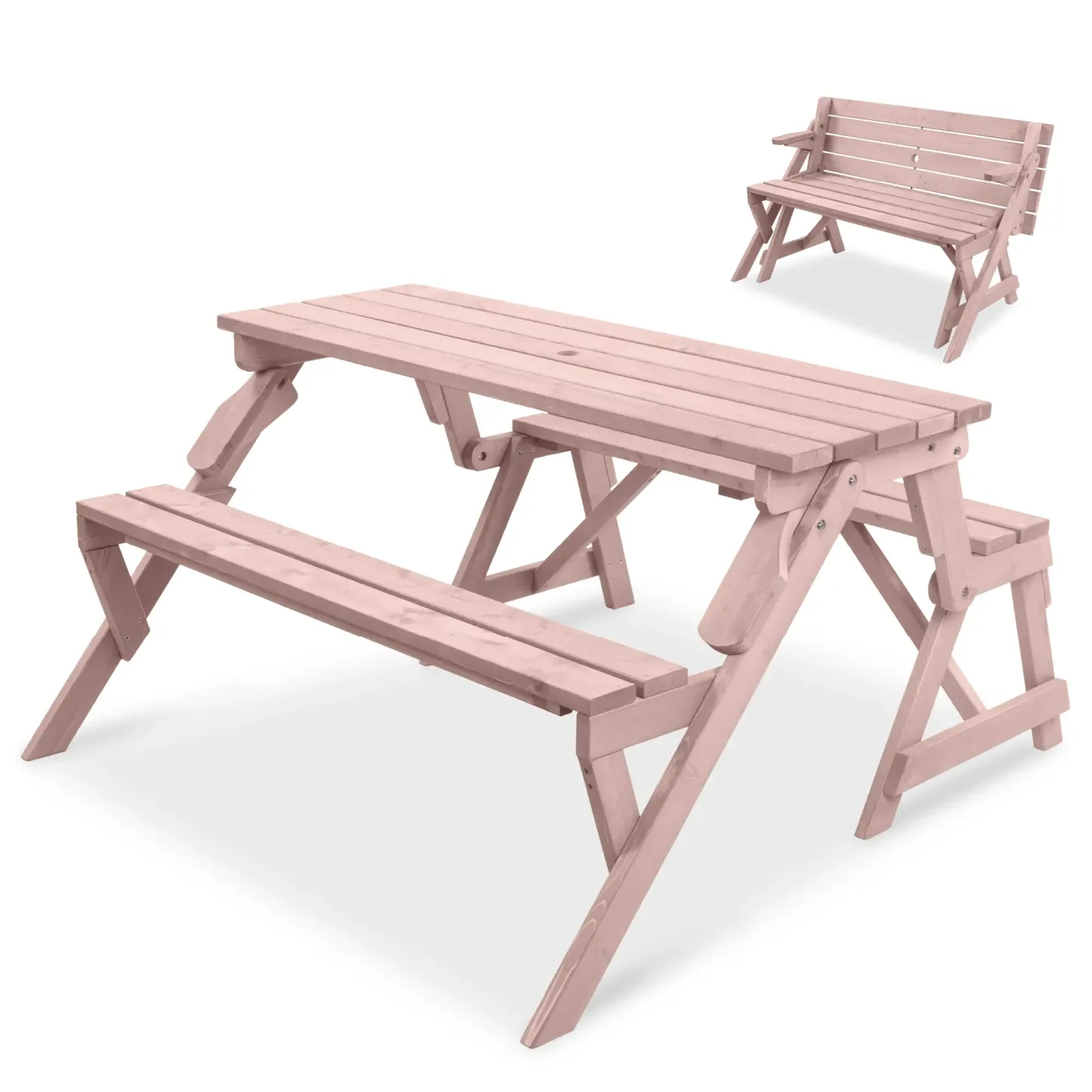 Mesa de Picnic 2 en 1 de Madera para Exteriores